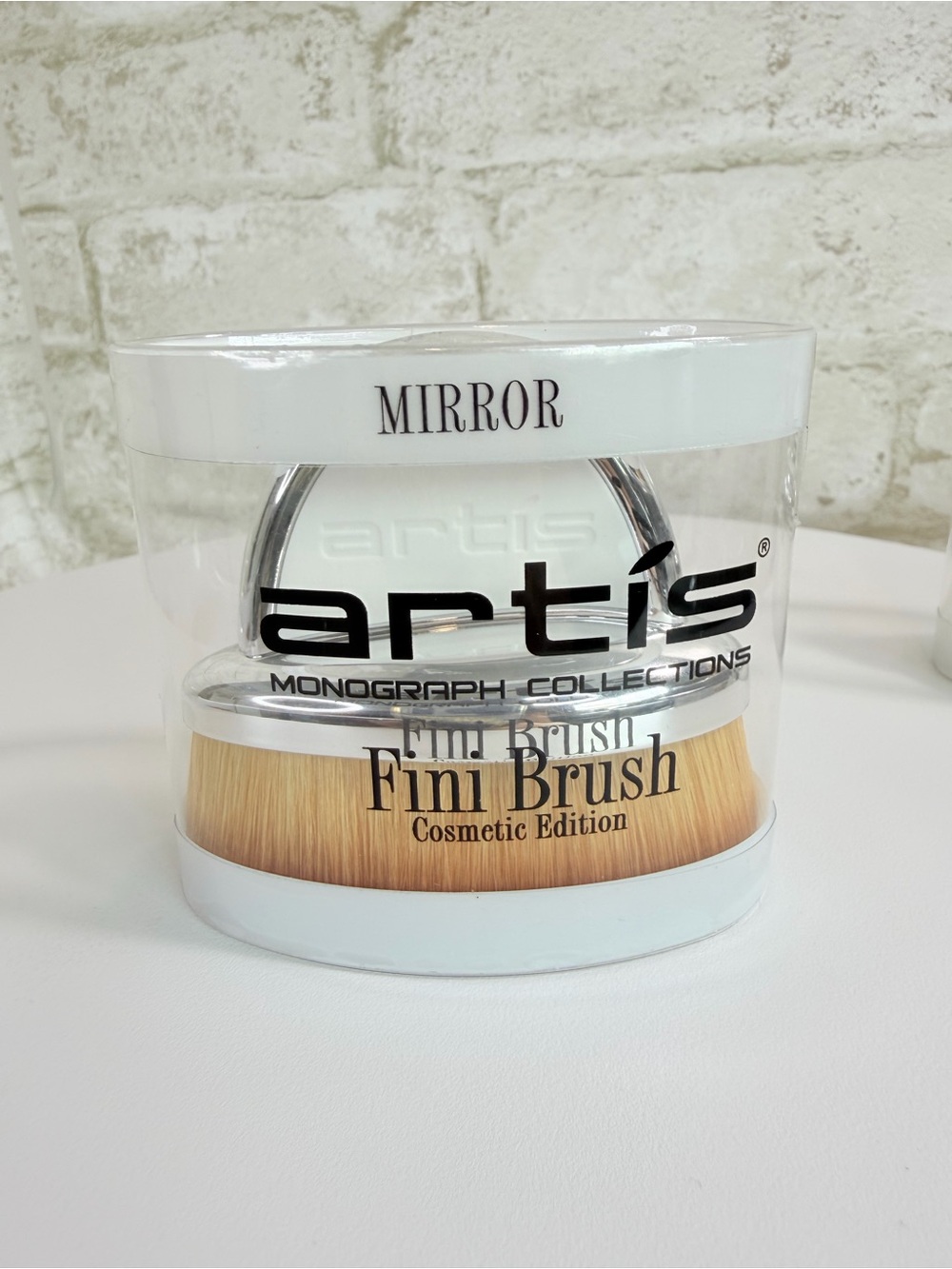 artis Fini Brush Cosmetic Edition — White and Silver Mirror Handle